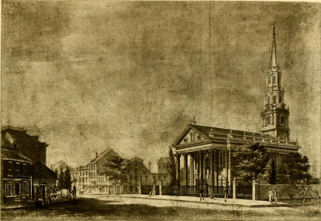 An illustration from The iconography of Manhattan Island, 1498-1909 : compiled from original sources and illustrated by photo-intaglio reproductions of important maps, plans, views, and documents in public and private collections, 1915, leaf 103