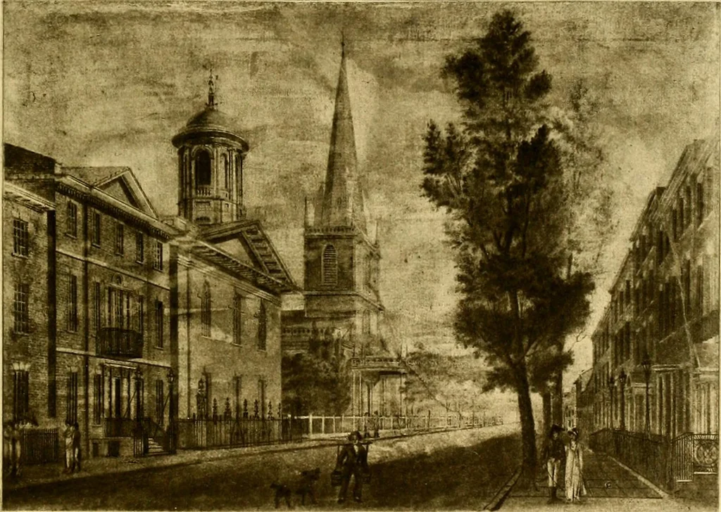 An illustration from The iconography of Manhattan Island, 1498-1909 : compiled from original sources and illustrated by photo-intaglio reproductions of important maps, plans, views, and documents in public and private collections, 1915, leaf 103