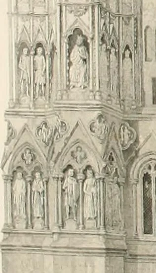 An illustration from Iconography of the west front of Wells cathedral, with an appendix on the sculptures of other medieval churches in England;, 1851, leaf 13