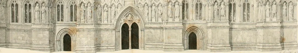 An illustration from Iconography of the west front of Wells cathedral, with an appendix on the sculptures of other medieval churches in England;, 1851, leaf 13