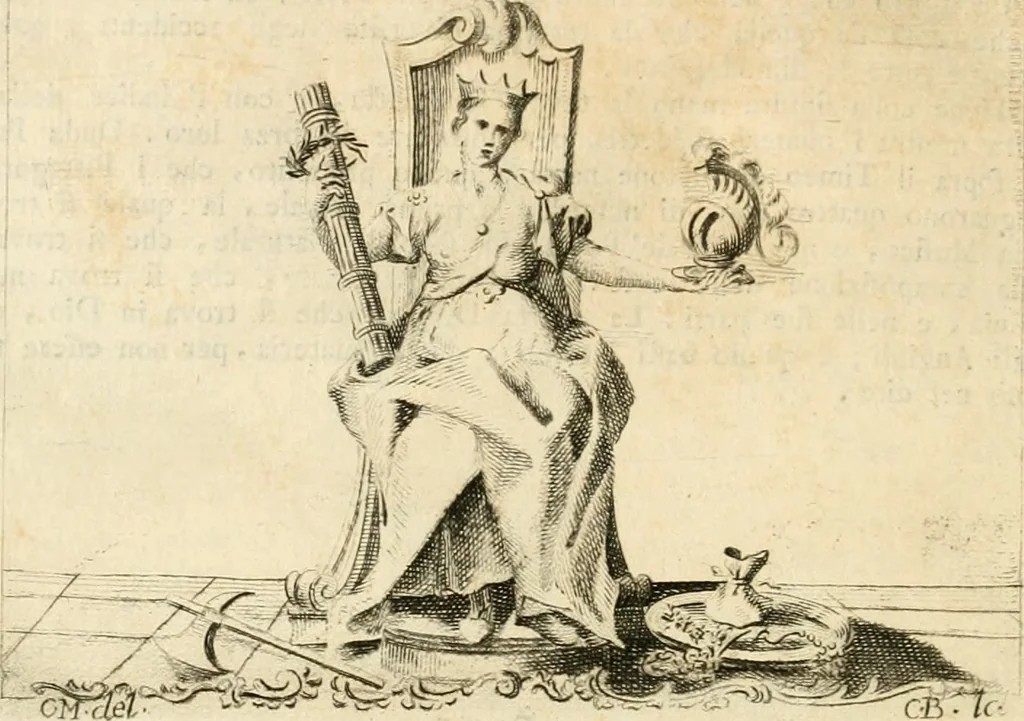 An illustration from Iconologia del cavaliere Cesare Ripa, perugino, 1764, leaf 215