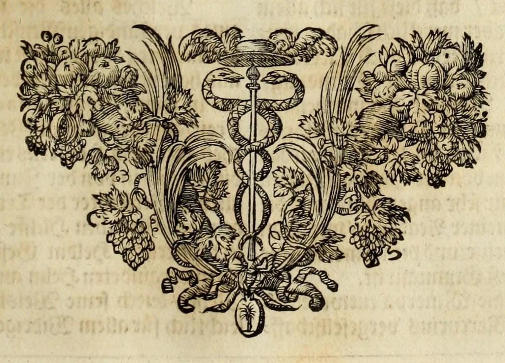 An illustration from Iconologia deorum, oder Abbildung der götter : welche von den alten verehret Worden ... samt dero eigentlicher Beschreibung und Erklärung der heidnischen Tempel-ceremonien, auch Vorbildung der thiere und anderer Sachen ..., 1680, leaf 203