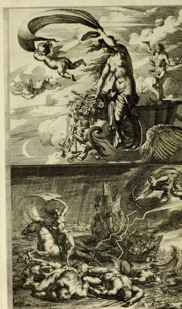 An illustration from Iconologia deorum, oder Abbildung der götter : welche von den alten verehret Worden ... samt dero eigentlicher Beschreibung und Erklärung der heidnischen Tempel-ceremonien, auch Vorbildung der thiere und anderer Sachen ..., 1680, leaf 248