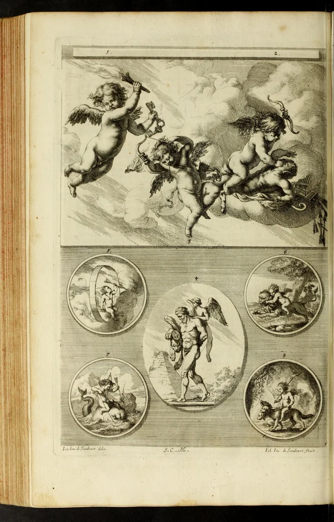 An illustration from Iconologia deorum, oder Abbildung der götter : welche von den alten verehret Worden ... samt dero eigentlicher Beschreibung und Erklärung der heidnischen Tempel-ceremonien, auch Vorbildung der thiere und anderer Sachen ..., 1680, leaf 262