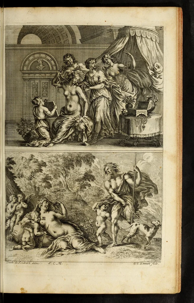 An illustration from Iconologia deorum, oder Abbildung der götter : welche von den alten verehret Worden ... samt dero eigentlicher Beschreibung und Erklärung der heidnischen Tempel-ceremonien, auch Vorbildung der thiere und anderer Sachen ..., 1680, leaf 281