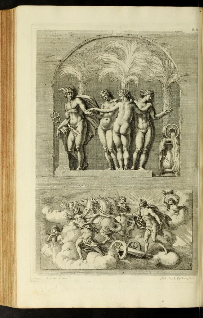 An illustration from Iconologia deorum, oder Abbildung der götter : welche von den alten verehret Worden ... samt dero eigentlicher Beschreibung und Erklärung der heidnischen Tempel-ceremonien, auch Vorbildung der thiere und anderer Sachen ..., 1680, leaf 296
