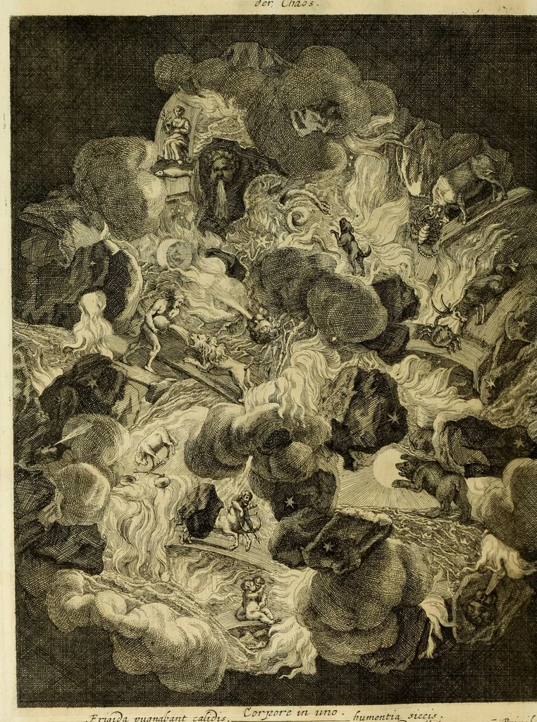 An illustration from Iconologia deorum, oder Abbildung der götter : welche von den alten verehret Worden ... samt dero eigentlicher Beschreibung und Erklärung der heidnischen Tempel-ceremonien, auch Vorbildung der thiere und anderer Sachen ..., 1680, leaf 40