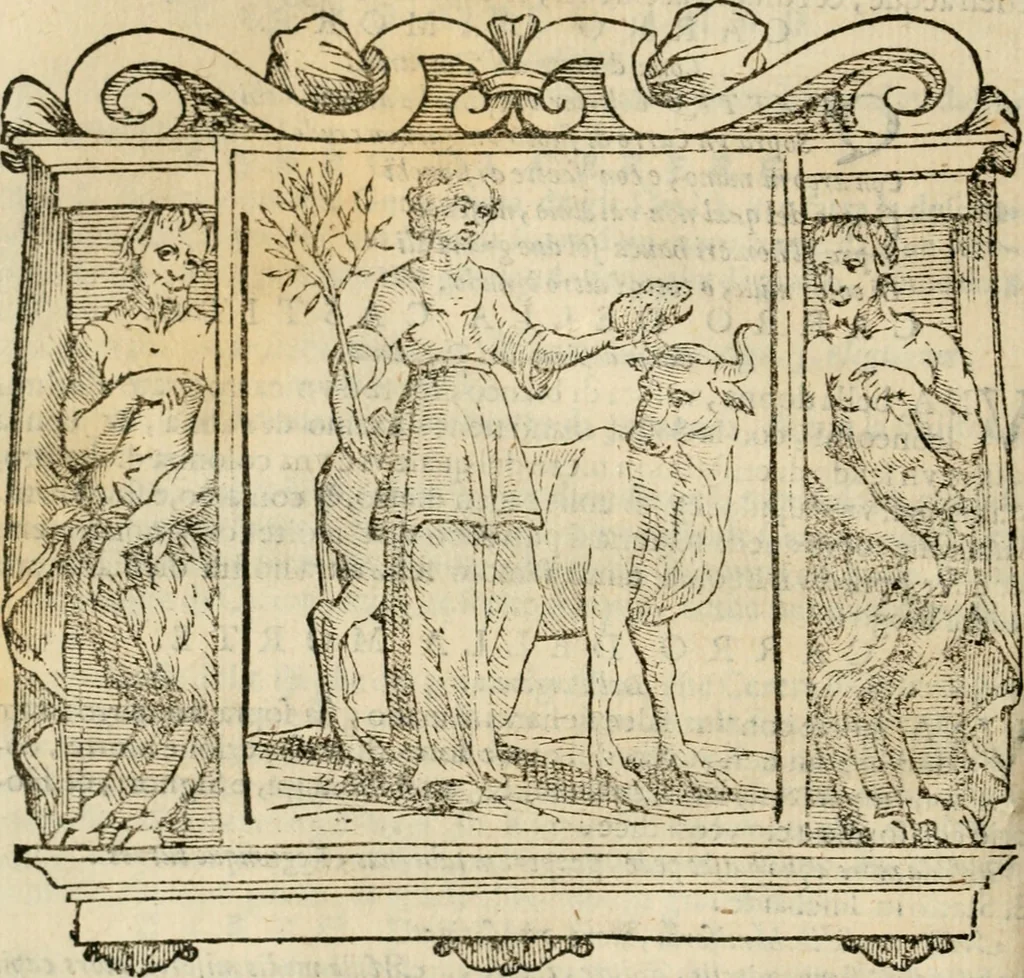 An illustration from Iconologia di Cesare Ripa perugino, cavre. de sti. Mauritio, e Lazzaro : nella quale si descriuono diuerse imagini di virtù, vitij, affetti, passioni humane, arti, discipline, humori, elementi, corpi celesti, prouincie d'Italia, fiumi, tutte le parti del mondo, ed altere infinite materie : opera vtile ad oratori, predicatori, poeti, pittori, scultori, disegnatori, e ad ogni studioso .., 1613, leaf 113