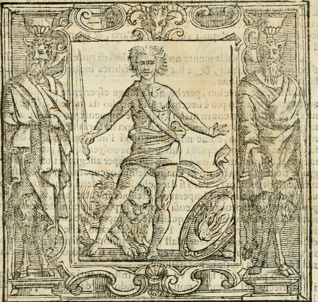 An illustration from Iconologia di Cesare Ripa perugino, cavre. de sti. Mauritio, e Lazzaro : nella quale si descriuono diuerse imagini di virtù, vitij, affetti, passioni humane, arti, discipline, humori, elementi, corpi celesti, prouincie d'Italia, fiumi, tutte le parti del mondo, ed altere infinite materie : opera vtile ad oratori, predicatori, poeti, pittori, scultori, disegnatori, e ad ogni studioso .., 1613, leaf 130