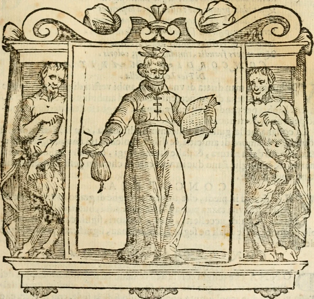 An illustration from Iconologia di Cesare Ripa perugino, cavre. de sti. Mauritio, e Lazzaro : nella quale si descriuono diuerse imagini di virtù, vitij, affetti, passioni humane, arti, discipline, humori, elementi, corpi celesti, prouincie d'Italia, fiumi, tutte le parti del mondo, ed altere infinite materie : opera vtile ad oratori, predicatori, poeti, pittori, scultori, disegnatori, e ad ogni studioso .., 1613, leaf 134