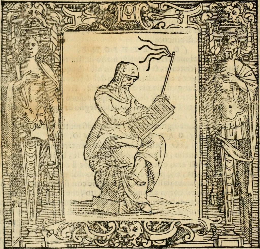 An illustration from Iconologia di Cesare Ripa perugino, cavre. de sti. Mauritio, e Lazzaro : nella quale si descriuono diuerse imagini di virtù, vitij, affetti, passioni humane, arti, discipline, humori, elementi, corpi celesti, prouincie d'Italia, fiumi, tutte le parti del mondo, ed altere infinite materie : opera vtile ad oratori, predicatori, poeti, pittori, scultori, disegnatori, e ad ogni studioso .., 1613, leaf 159
