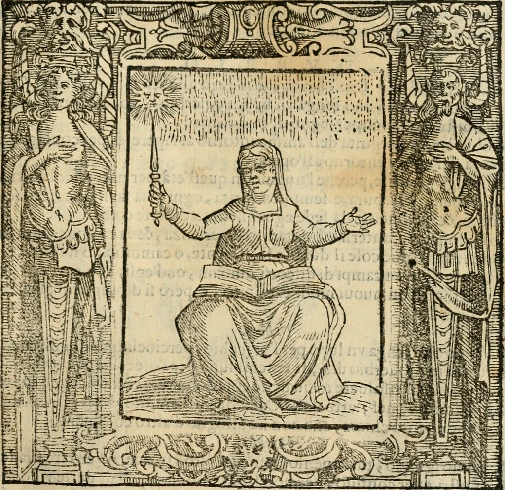 An illustration from Iconologia di Cesare Ripa perugino, cavre. de sti. Mauritio, e Lazzaro : nella quale si descriuono diuerse imagini di virtù, vitij, affetti, passioni humane, arti, discipline, humori, elementi, corpi celesti, prouincie d'Italia, fiumi, tutte le parti del mondo, ed altere infinite materie : opera vtile ad oratori, predicatori, poeti, pittori, scultori, disegnatori, e ad ogni studioso .., 1613, leaf 178