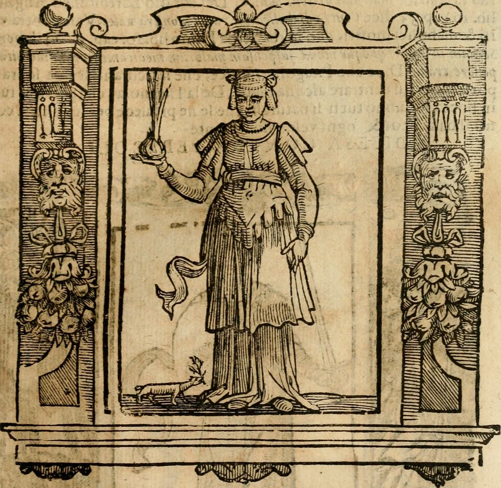 An illustration from Iconologia di Cesare Ripa perugino, cavre. de sti. Mauritio, e Lazzaro : nella quale si descriuono diuerse imagini di virtù, vitij, affetti, passioni humane, arti, discipline, humori, elementi, corpi celesti, prouincie d'Italia, fiumi, tutte le parti del mondo, ed altere infinite materie : opera vtile ad oratori, predicatori, poeti, pittori, scultori, disegnatori, e ad ogni studioso .., 1613, leaf 200