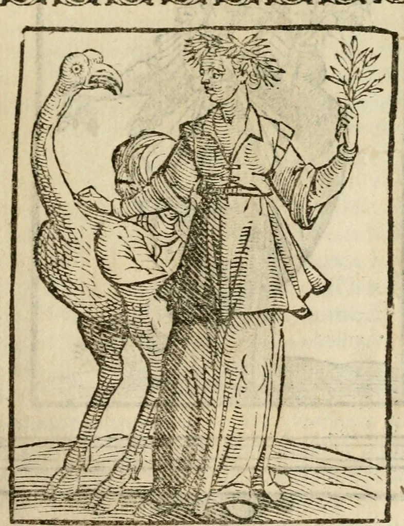 An illustration from Iconologia di Cesare Ripa perugino, cavre. de sti. Mauritio, e Lazzaro : nella quale si descriuono diuerse imagini di virtù, vitij, affetti, passioni humane, arti, discipline, humori, elementi, corpi celesti, prouincie d'Italia, fiumi, tutte le parti del mondo, ed altere infinite materie : opera vtile ad oratori, predicatori, poeti, pittori, scultori, disegnatori, e ad ogni studioso .., 1613, leaf 202