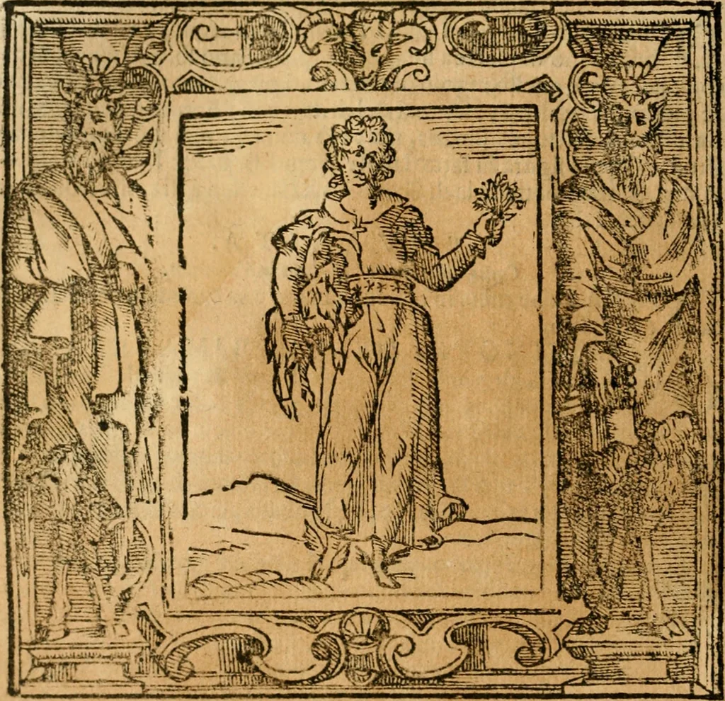 An illustration from Iconologia di Cesare Ripa perugino, cavre. de sti. Mauritio, e Lazzaro : nella quale si descriuono diuerse imagini di virtù, vitij, affetti, passioni humane, arti, discipline, humori, elementi, corpi celesti, prouincie d'Italia, fiumi, tutte le parti del mondo, ed altere infinite materie : opera vtile ad oratori, predicatori, poeti, pittori, scultori, disegnatori, e ad ogni studioso .., 1613, leaf 227