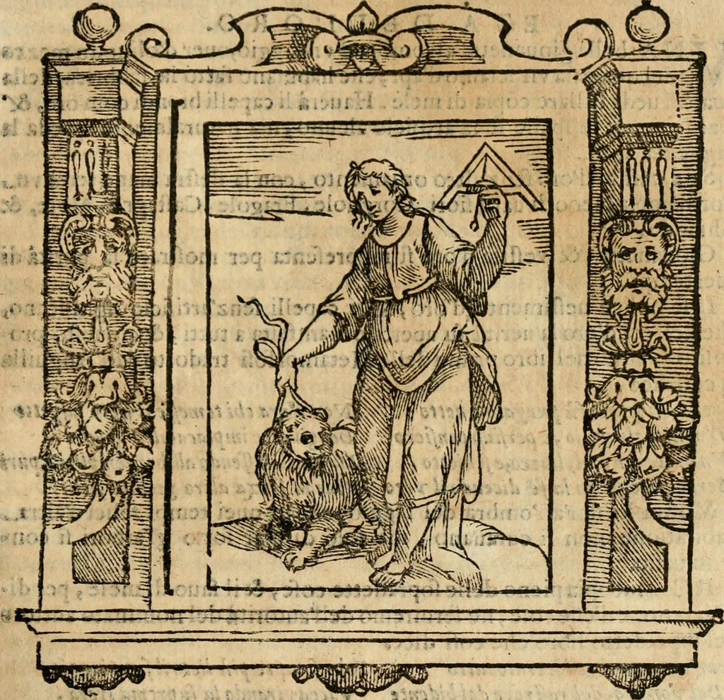 An illustration from Iconologia di Cesare Ripa perugino, cavre. de sti. Mauritio, e Lazzaro : nella quale si descriuono diuerse imagini di virtù, vitij, affetti, passioni humane, arti, discipline, humori, elementi, corpi celesti, prouincie d'Italia, fiumi, tutte le parti del mondo, ed altere infinite materie : opera vtile ad oratori, predicatori, poeti, pittori, scultori, disegnatori, e ad ogni studioso .., 1613, leaf 230