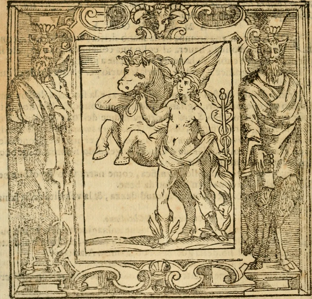 An illustration from Iconologia di Cesare Ripa perugino, cavre. de sti. Mauritio, e Lazzaro : nella quale si descriuono diuerse imagini di virtù, vitij, affetti, passioni humane, arti, discipline, humori, elementi, corpi celesti, prouincie d'Italia, fiumi, tutte le parti del mondo, ed altere infinite materie : opera vtile ad oratori, predicatori, poeti, pittori, scultori, disegnatori, e ad ogni studioso .., 1613, leaf 241