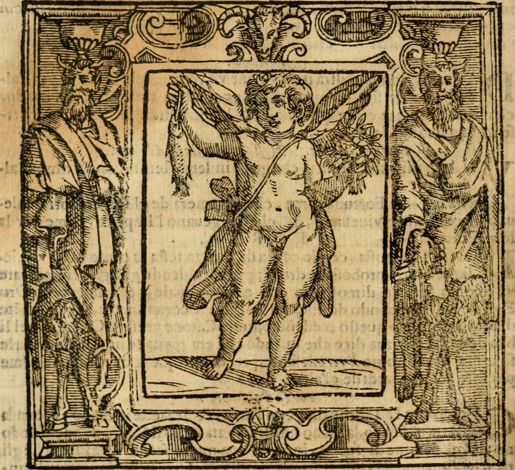 An illustration from Iconologia di Cesare Ripa perugino, cavre. de sti. Mauritio, e Lazzaro : nella quale si descriuono diuerse imagini di virtù, vitij, affetti, passioni humane, arti, discipline, humori, elementi, corpi celesti, prouincie d'Italia, fiumi, tutte le parti del mondo, ed altere infinite materie : opera vtile ad oratori, predicatori, poeti, pittori, scultori, disegnatori, e ad ogni studioso .., 1613, leaf 267