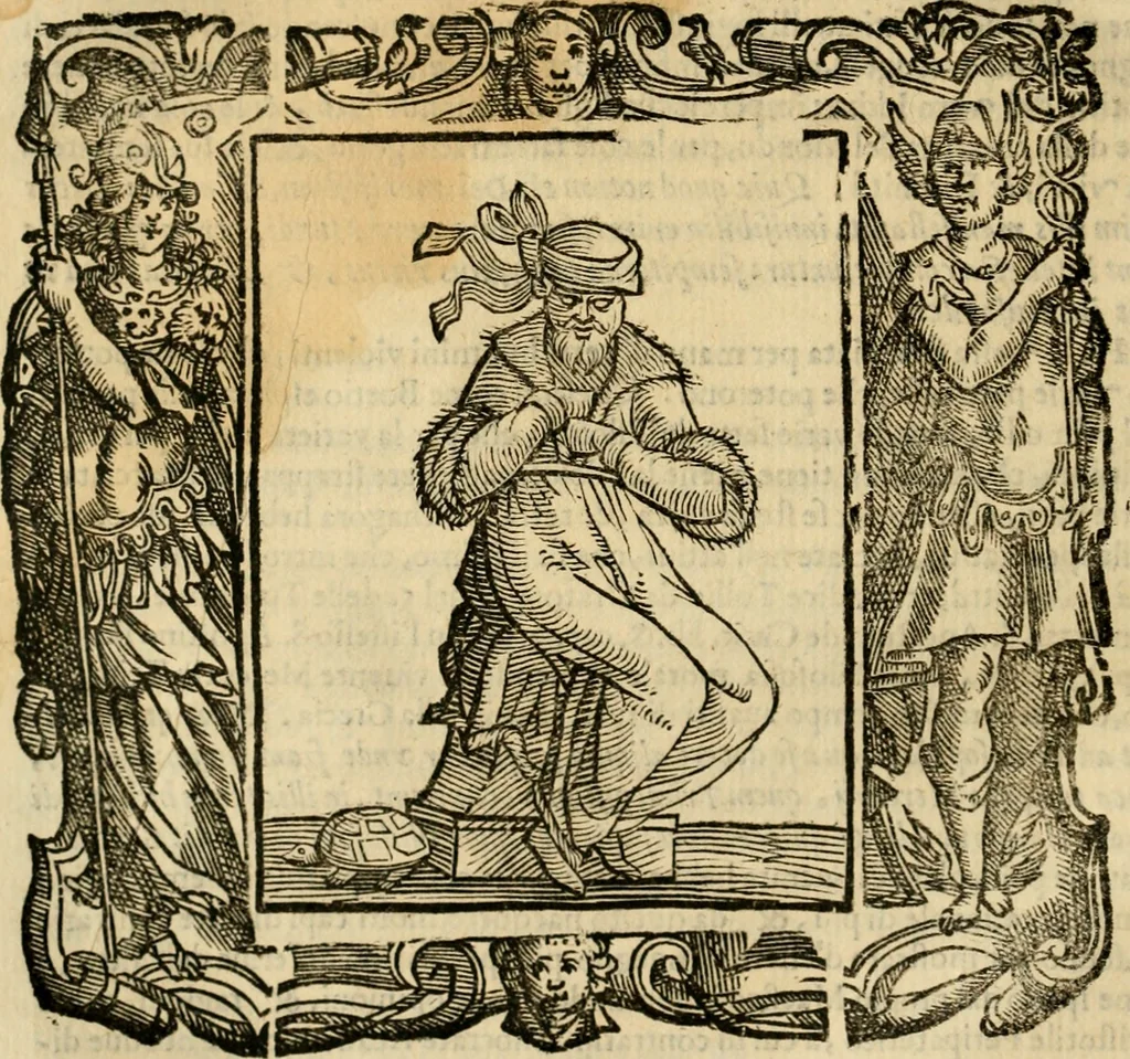 An illustration from Iconologia di Cesare Ripa perugino, cavre. de sti. Mauritio, e Lazzaro : nella quale si descriuono diuerse imagini di virtù, vitij, affetti, passioni humane, arti, discipline, humori, elementi, corpi celesti, prouincie d'Italia, fiumi, tutte le parti del mondo, ed altere infinite materie : opera vtile ad oratori, predicatori, poeti, pittori, scultori, disegnatori, e ad ogni studioso .., 1613, leaf 291