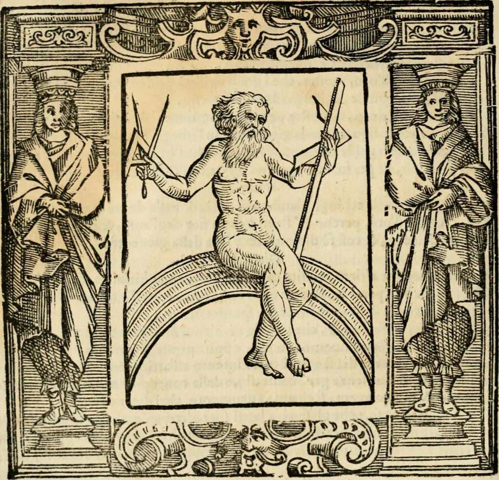 An illustration from Iconologia di Cesare Ripa perugino, cavre. de sti. Mauritio, e Lazzaro : nella quale si descriuono diuerse imagini di virtù, vitij, affetti, passioni humane, arti, discipline, humori, elementi, corpi celesti, prouincie d'Italia, fiumi, tutte le parti del mondo, ed altere infinite materie : opera vtile ad oratori, predicatori, poeti, pittori, scultori, disegnatori, e ad ogni studioso .., 1613, leaf 307