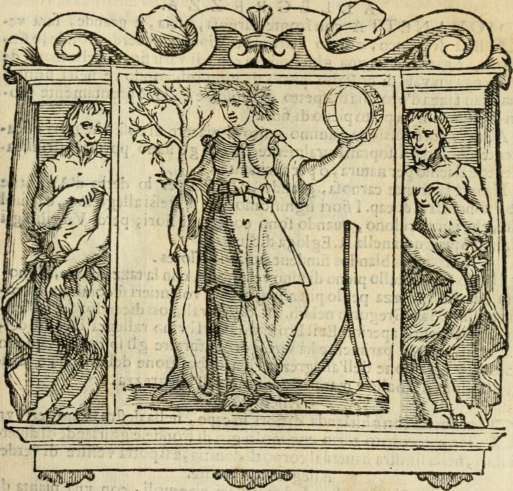 An illustration from Iconologia di Cesare Ripa perugino, cavre. de sti. Mauritio, e Lazzaro : nella quale si descriuono diuerse imagini di virtù, vitij, affetti, passioni humane, arti, discipline, humori, elementi, corpi celesti, prouincie d'Italia, fiumi, tutte le parti del mondo, ed altere infinite materie : opera vtile ad oratori, predicatori, poeti, pittori, scultori, disegnatori, e ad ogni studioso .., 1613, leaf 32
