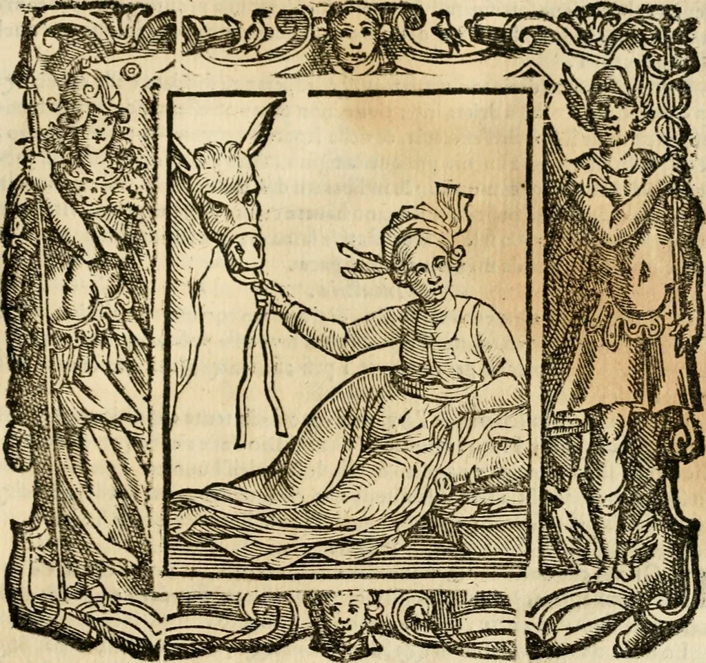 An illustration from Iconologia di Cesare Ripa perugino, cavre. de sti. Mauritio, e Lazzaro : nella quale si descriuono diuerse imagini di virtù, vitij, affetti, passioni humane, arti, discipline, humori, elementi, corpi celesti, prouincie d'Italia, fiumi, tutte le parti del mondo, ed altere infinite materie : opera vtile ad oratori, predicatori, poeti, pittori, scultori, disegnatori, e ad ogni studioso .., 1613, leaf 348