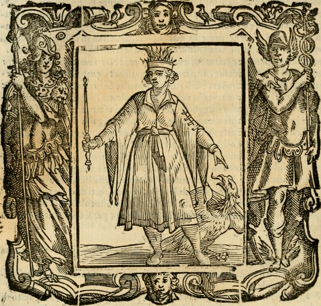 An illustration from Iconologia di Cesare Ripa perugino, cavre. de sti. Mauritio, e Lazzaro : nella quale si descriuono diuerse imagini di virtù, vitij, affetti, passioni humane, arti, discipline, humori, elementi, corpi celesti, prouincie d'Italia, fiumi, tutte le parti del mondo, ed altere infinite materie : opera vtile ad oratori, predicatori, poeti, pittori, scultori, disegnatori, e ad ogni studioso .., 1613, leaf 363