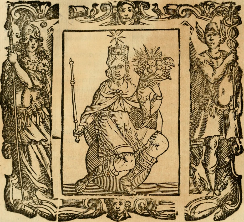 An illustration from Iconologia di Cesare Ripa perugino, cavre. de sti. Mauritio, e Lazzaro : nella quale si descriuono diuerse imagini di virtù, vitij, affetti, passioni humane, arti, discipline, humori, elementi, corpi celesti, prouincie d'Italia, fiumi, tutte le parti del mondo, ed altere infinite materie : opera vtile ad oratori, predicatori, poeti, pittori, scultori, disegnatori, e ad ogni studioso .., 1613, leaf 373