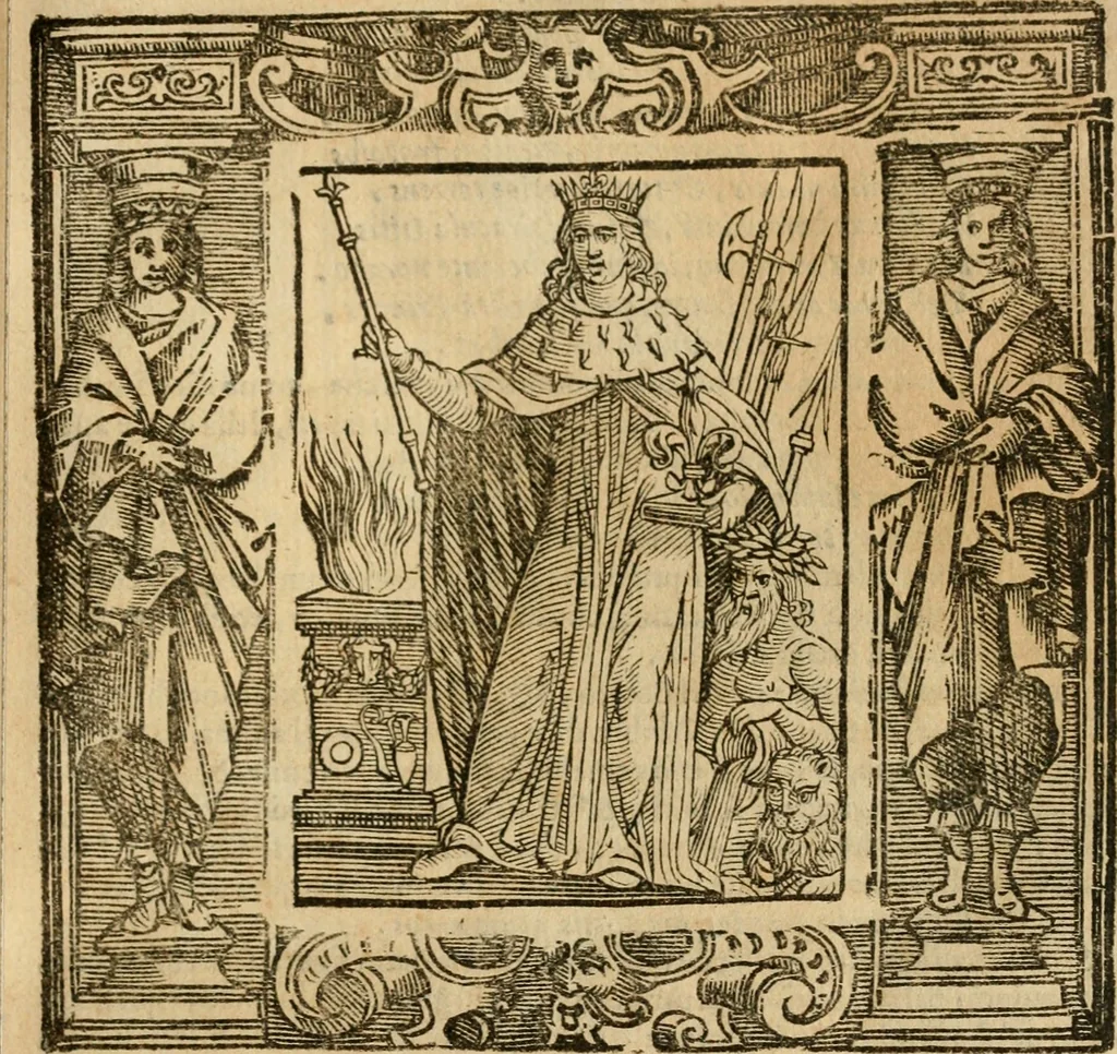 An illustration from Iconologia di Cesare Ripa perugino, cavre. de sti. Mauritio, e Lazzaro : nella quale si descriuono diuerse imagini di virtù, vitij, affetti, passioni humane, arti, discipline, humori, elementi, corpi celesti, prouincie d'Italia, fiumi, tutte le parti del mondo, ed altere infinite materie : opera vtile ad oratori, predicatori, poeti, pittori, scultori, disegnatori, e ad ogni studioso .., 1613, leaf 384