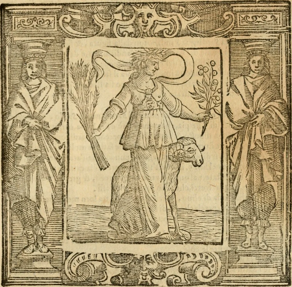 An illustration from Iconologia di Cesare Ripa perugino, cavre. de sti. Mauritio, e Lazzaro : nella quale si descriuono diuerse imagini di virtù, vitij, affetti, passioni humane, arti, discipline, humori, elementi, corpi celesti, prouincie d'Italia, fiumi, tutte le parti del mondo, ed altere infinite materie : opera vtile ad oratori, predicatori, poeti, pittori, scultori, disegnatori, e ad ogni studioso .., 1613, leaf 410