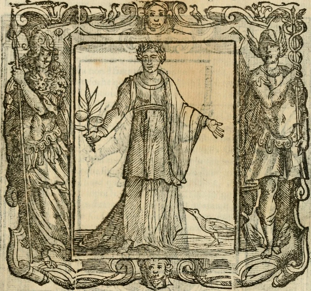 An illustration from Iconologia di Cesare Ripa perugino, cavre. de sti. Mauritio, e Lazzaro : nella quale si descriuono diuerse imagini di virtù, vitij, affetti, passioni humane, arti, discipline, humori, elementi, corpi celesti, prouincie d'Italia, fiumi, tutte le parti del mondo, ed altere infinite materie : opera vtile ad oratori, predicatori, poeti, pittori, scultori, disegnatori, e ad ogni studioso .., 1613, leaf 462