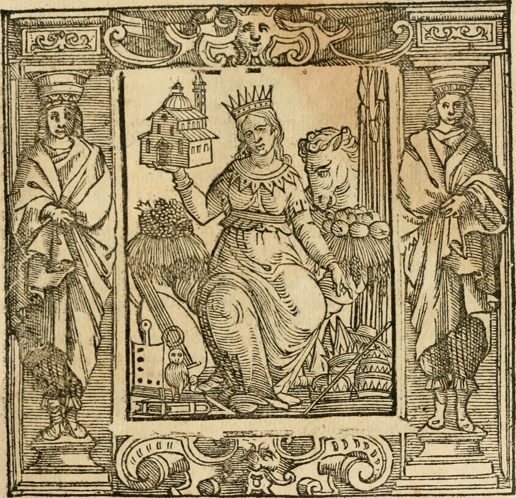 An illustration from Iconologia di Cesare Ripa perugino, cavre. de sti. Mauritio, e Lazzaro : nella quale si descriuono diuerse imagini di virtù, vitij, affetti, passioni humane, arti, discipline, humori, elementi, corpi celesti, prouincie d'Italia, fiumi, tutte le parti del mondo, ed altere infinite materie : opera vtile ad oratori, predicatori, poeti, pittori, scultori, disegnatori, e ad ogni studioso .., 1613, leaf 478