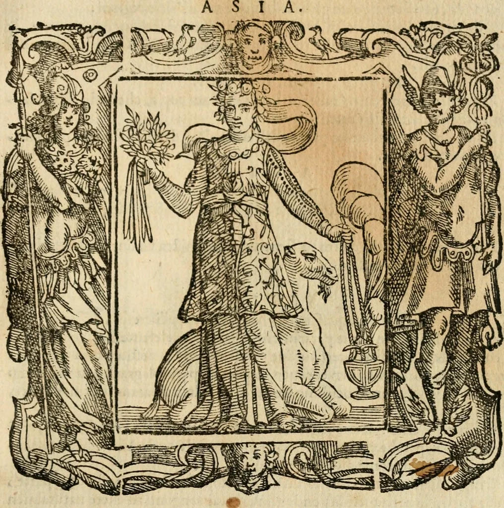 An illustration from Iconologia di Cesare Ripa perugino, cavre. de sti. Mauritio, e Lazzaro : nella quale si descriuono diuerse imagini di virtù, vitij, affetti, passioni humane, arti, discipline, humori, elementi, corpi celesti, prouincie d'Italia, fiumi, tutte le parti del mondo, ed altere infinite materie : opera vtile ad oratori, predicatori, poeti, pittori, scultori, disegnatori, e ad ogni studioso .., 1613, leaf 480