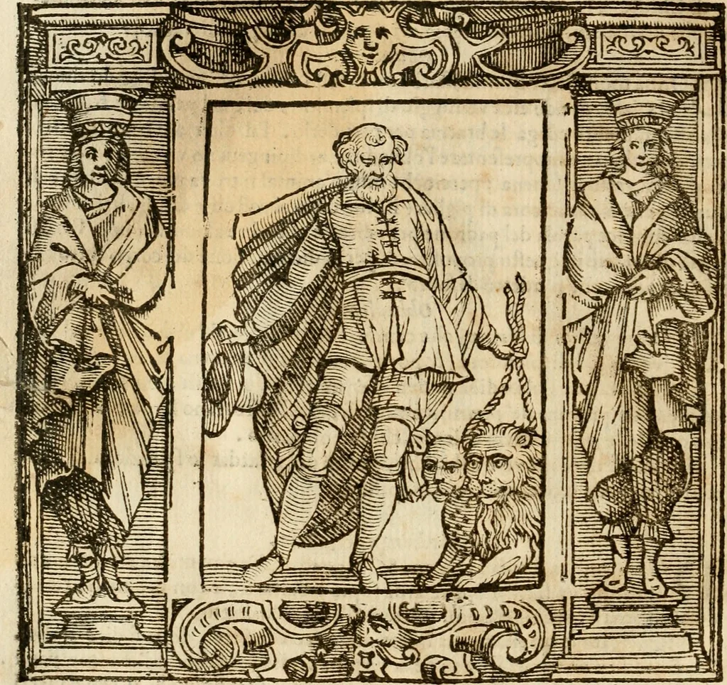 An illustration from Iconologia di Cesare Ripa perugino, cavre. de sti. Mauritio, e Lazzaro : nella quale si descriuono diuerse imagini di virtù, vitij, affetti, passioni humane, arti, discipline, humori, elementi, corpi celesti, prouincie d'Italia, fiumi, tutte le parti del mondo, ed altere infinite materie : opera vtile ad oratori, predicatori, poeti, pittori, scultori, disegnatori, e ad ogni studioso .., 1613, leaf 511
