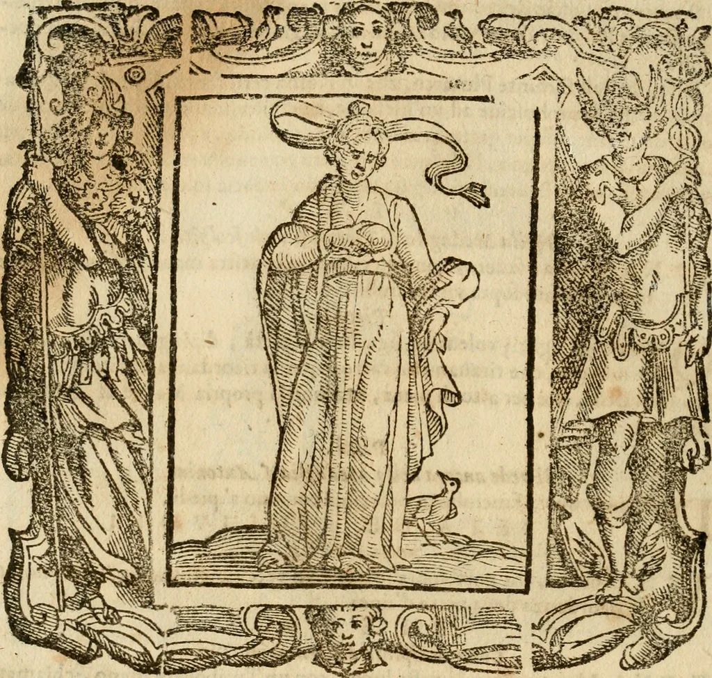 An illustration from Iconologia di Cesare Ripa perugino, cavre. de sti. Mauritio, e Lazzaro : nella quale si descriuono diuerse imagini di virtù, vitij, affetti, passioni humane, arti, discipline, humori, elementi, corpi celesti, prouincie d'Italia, fiumi, tutte le parti del mondo, ed altere infinite materie : opera vtile ad oratori, predicatori, poeti, pittori, scultori, disegnatori, e ad ogni studioso .., 1613, leaf 567