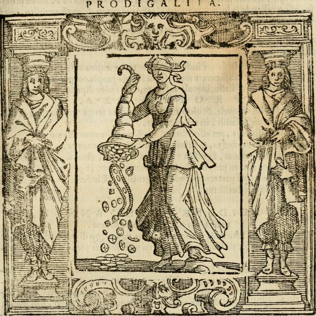 An illustration from Iconologia di Cesare Ripa perugino, cavre. de sti. Mauritio, e Lazzaro : nella quale si descriuono diuerse imagini di virtù, vitij, affetti, passioni humane, arti, discipline, humori, elementi, corpi celesti, prouincie d'Italia, fiumi, tutte le parti del mondo, ed altere infinite materie : opera vtile ad oratori, predicatori, poeti, pittori, scultori, disegnatori, e ad ogni studioso .., 1613, leaf 578