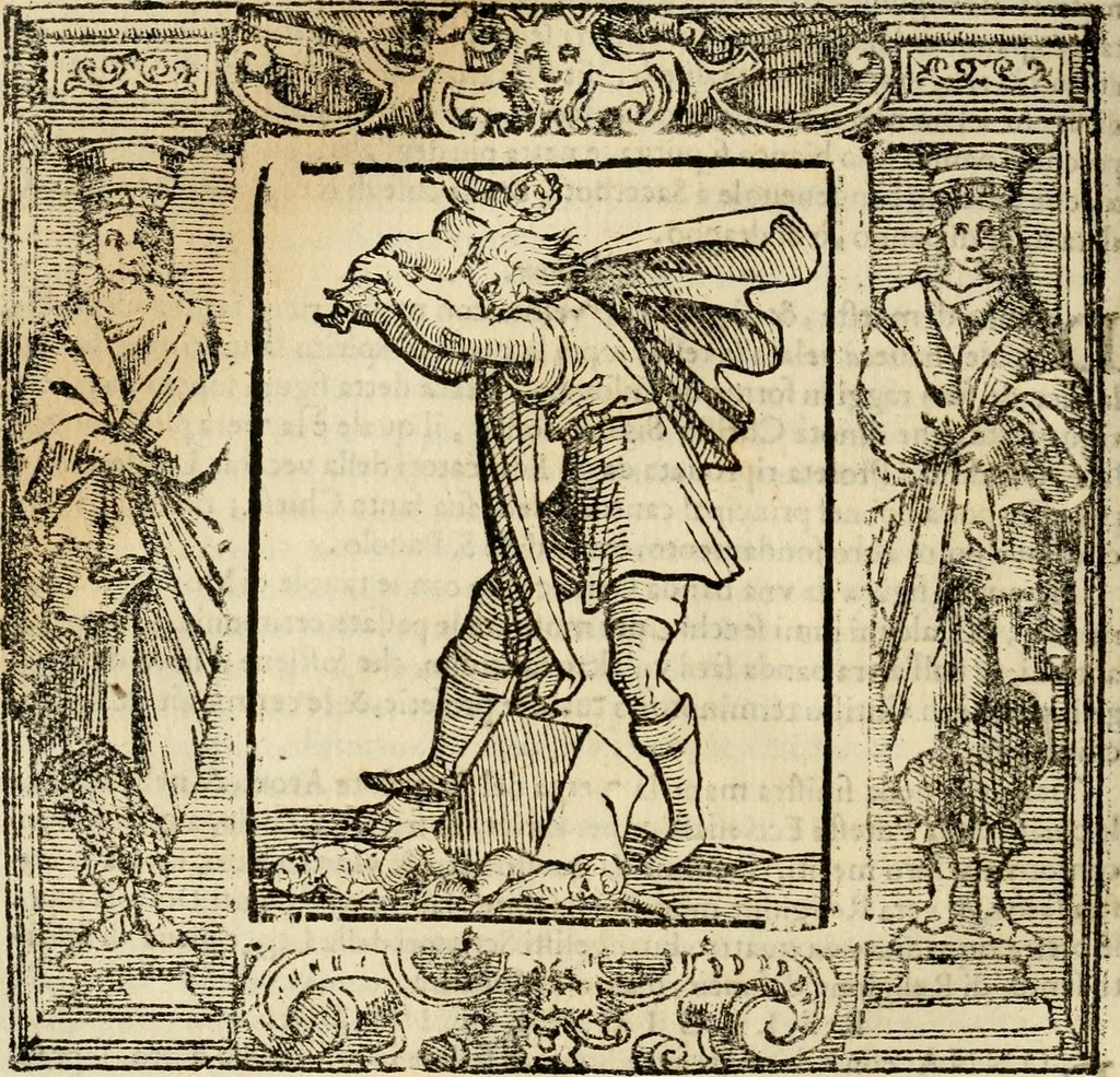 An illustration from Iconologia di Cesare Ripa perugino, cavre. de sti. Mauritio, e Lazzaro : nella quale si descriuono diuerse imagini di virtù, vitij, affetti, passioni humane, arti, discipline, humori, elementi, corpi celesti, prouincie d'Italia, fiumi, tutte le parti del mondo, ed altere infinite materie : opera vtile ad oratori, predicatori, poeti, pittori, scultori, disegnatori, e ad ogni studioso .., 1613, leaf 605
