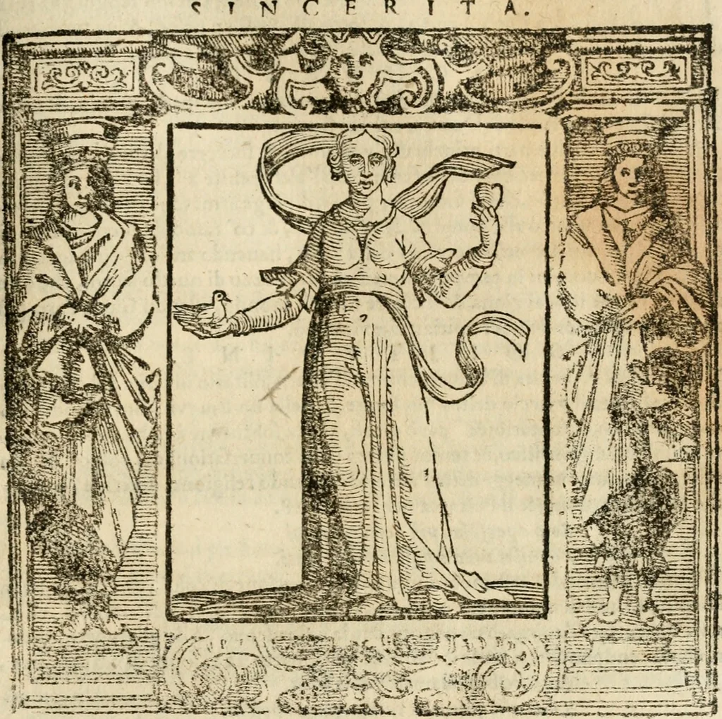 An illustration from Iconologia di Cesare Ripa perugino, cavre. de sti. Mauritio, e Lazzaro : nella quale si descriuono diuerse imagini di virtù, vitij, affetti, passioni humane, arti, discipline, humori, elementi, corpi celesti, prouincie d'Italia, fiumi, tutte le parti del mondo, ed altere infinite materie : opera vtile ad oratori, predicatori, poeti, pittori, scultori, disegnatori, e ad ogni studioso .., 1613, leaf 652