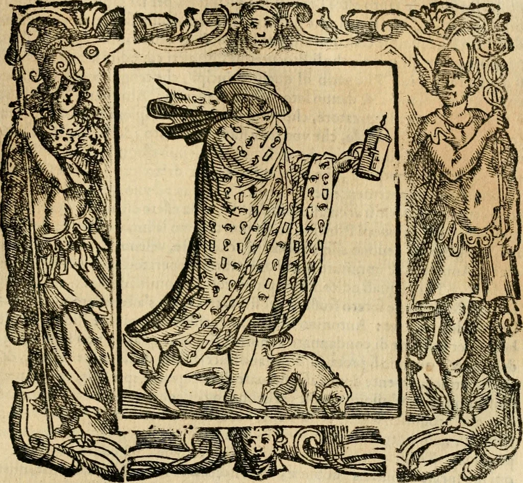 An illustration from Iconologia di Cesare Ripa perugino, cavre. de sti. Mauritio, e Lazzaro : nella quale si descriuono diuerse imagini di virtù, vitij, affetti, passioni humane, arti, discipline, humori, elementi, corpi celesti, prouincie d'Italia, fiumi, tutte le parti del mondo, ed altere infinite materie : opera vtile ad oratori, predicatori, poeti, pittori, scultori, disegnatori, e ad ogni studioso .., 1613, leaf 660