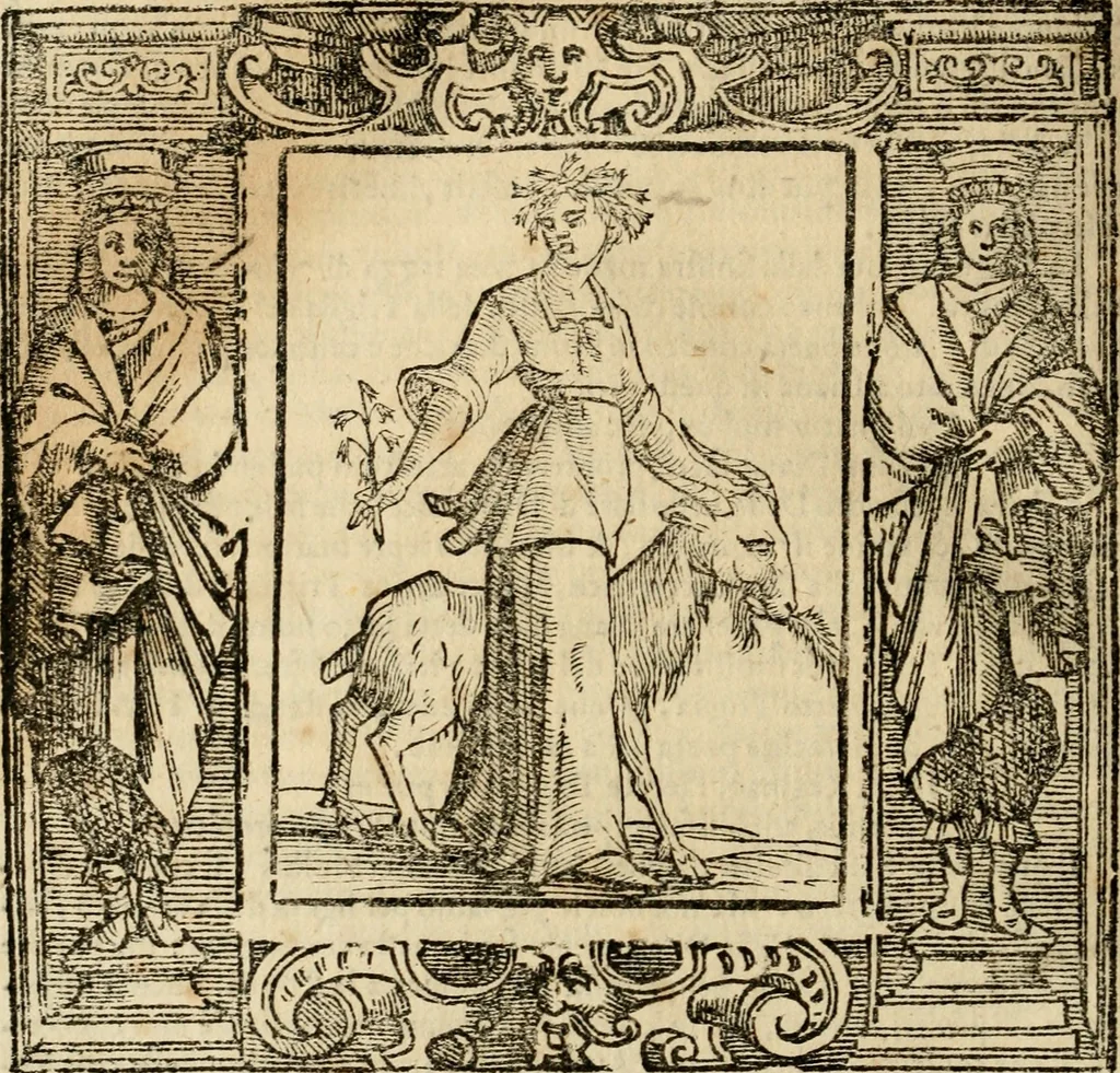 An illustration from Iconologia di Cesare Ripa perugino, cavre. de sti. Mauritio, e Lazzaro : nella quale si descriuono diuerse imagini di virtù, vitij, affetti, passioni humane, arti, discipline, humori, elementi, corpi celesti, prouincie d'Italia, fiumi, tutte le parti del mondo, ed altere infinite materie : opera vtile ad oratori, predicatori, poeti, pittori, scultori, disegnatori, e ad ogni studioso .., 1613, leaf 675