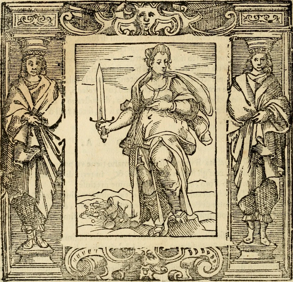An illustration from Iconologia di Cesare Ripa perugino, cavre. de sti. Mauritio, e Lazzaro : nella quale si descriuono diuerse imagini di virtù, vitij, affetti, passioni humane, arti, discipline, humori, elementi, corpi celesti, prouincie d'Italia, fiumi, tutte le parti del mondo, ed altere infinite materie : opera vtile ad oratori, predicatori, poeti, pittori, scultori, disegnatori, e ad ogni studioso .., 1613, leaf 713