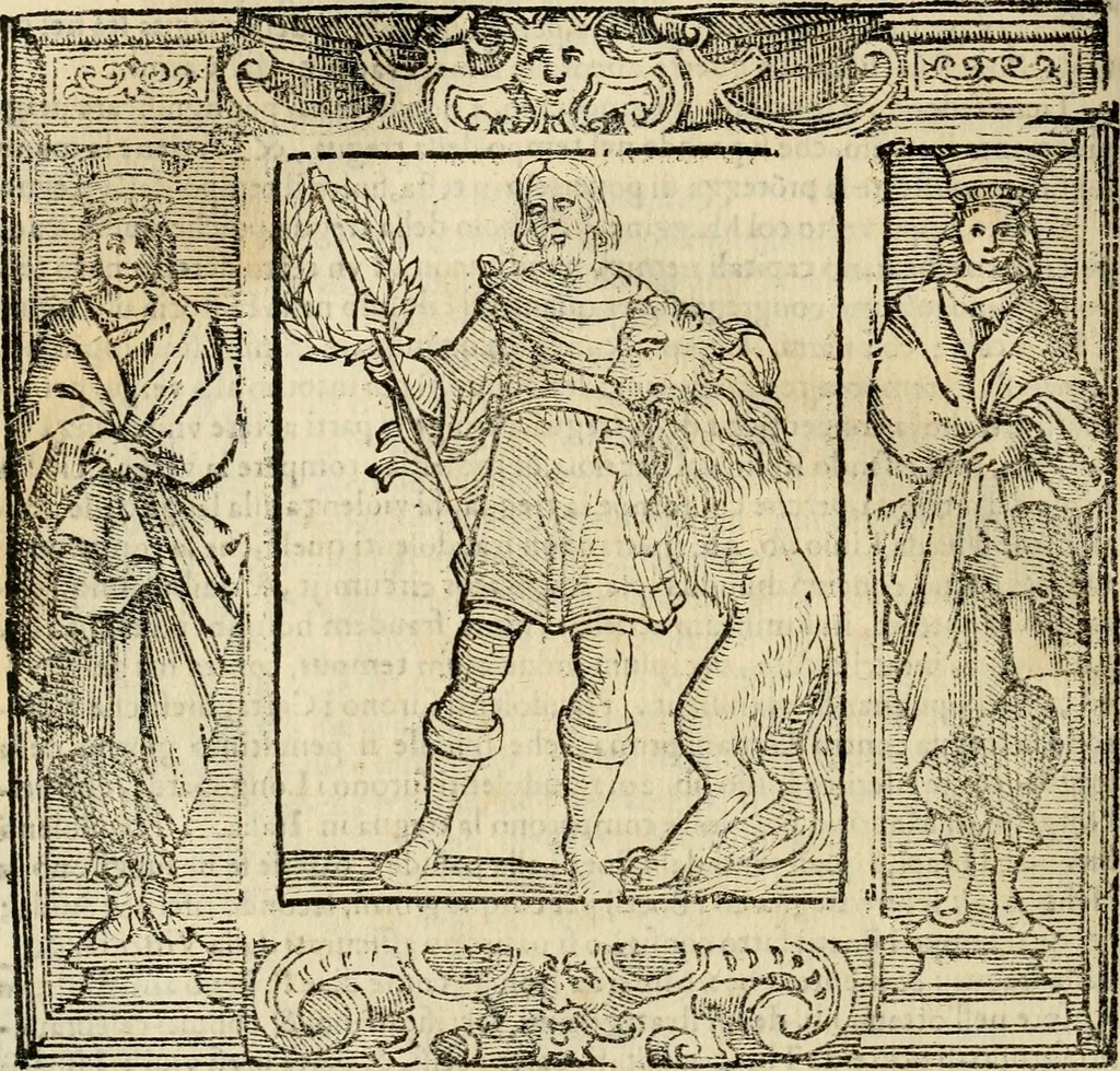 An illustration from Iconologia di Cesare Ripa perugino, cavre. de sti. Mauritio, e Lazzaro : nella quale si descriuono diuerse imagini di virtù, vitij, affetti, passioni humane, arti, discipline, humori, elementi, corpi celesti, prouincie d'Italia, fiumi, tutte le parti del mondo, ed altere infinite materie : opera vtile ad oratori, predicatori, poeti, pittori, scultori, disegnatori, e ad ogni studioso .., 1613, leaf 719