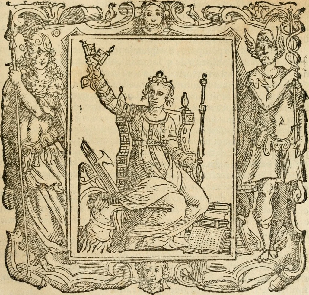 An illustration from Iconologia di Cesare Ripa perugino, cavre. de sti. Mauritio, e Lazzaro : nella quale si descriuono diuerse imagini di virtù, vitij, affetti, passioni humane, arti, discipline, humori, elementi, corpi celesti, prouincie d'Italia, fiumi, tutte le parti del mondo, ed altere infinite materie : opera vtile ad oratori, predicatori, poeti, pittori, scultori, disegnatori, e ad ogni studioso .., 1613, leaf 74