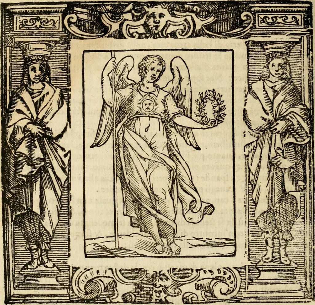 An illustration from Iconologia di Cesare Ripa perugino, cavre. de sti. Mauritio, e Lazzaro : nella quale si descriuono diuerse imagini di virtù, vitij, affetti, passioni humane, arti, discipline, humori, elementi, corpi celesti, prouincie d'Italia, fiumi, tutte le parti del mondo, ed altere infinite materie : opera vtile ad oratori, predicatori, poeti, pittori, scultori, disegnatori, e ad ogni studioso .., 1613, leaf 763