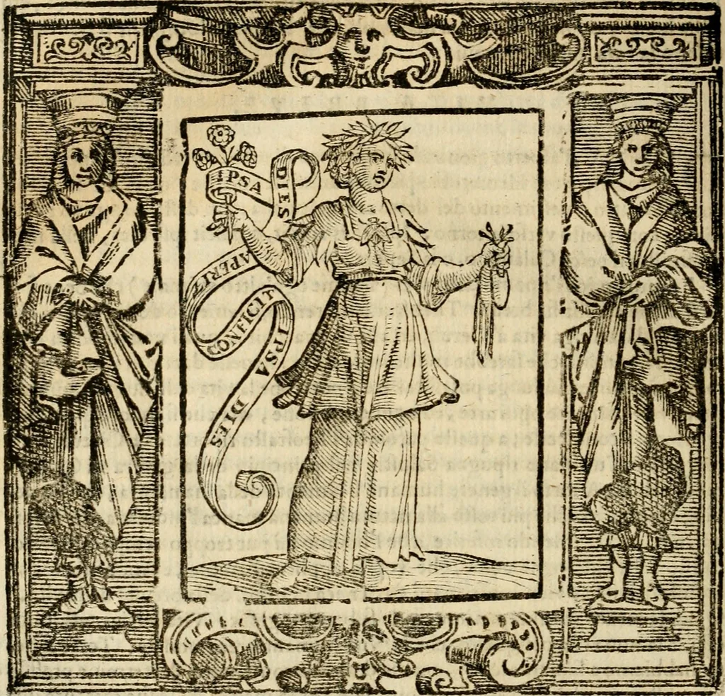 An illustration from Iconologia di Cesare Ripa perugino, cavre. de sti. Mauritio, e Lazzaro : nella quale si descriuono diuerse imagini di virtù, vitij, affetti, passioni humane, arti, discipline, humori, elementi, corpi celesti, prouincie d'Italia, fiumi, tutte le parti del mondo, ed altere infinite materie : opera vtile ad oratori, predicatori, poeti, pittori, scultori, disegnatori, e ad ogni studioso .., 1613, leaf 769