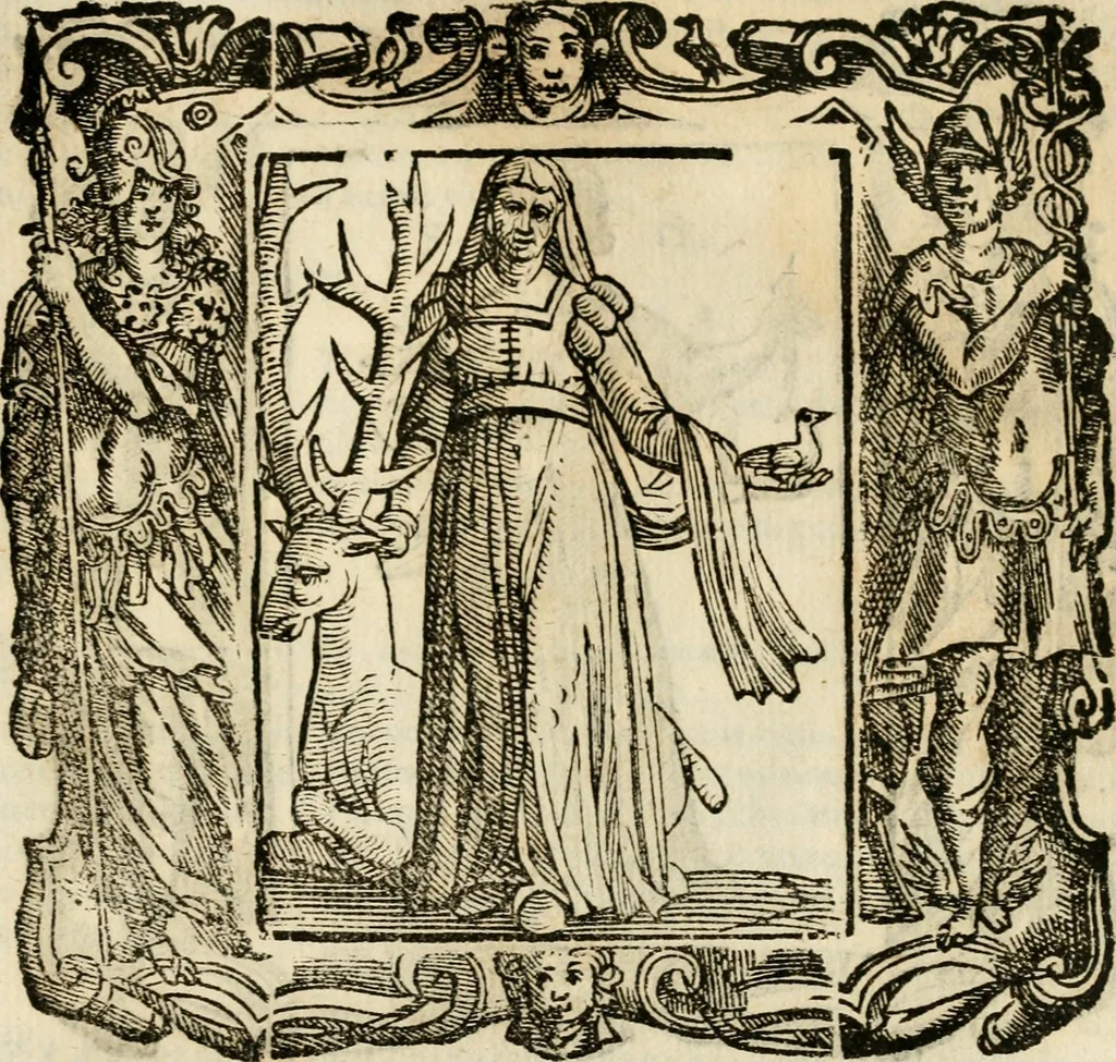 An illustration from Iconologia di Cesare Ripa perugino, cavre. de sti. Mauritio, e Lazzaro : nella quale si descriuono diuerse imagini di virtù, vitij, affetti, passioni humane, arti, discipline, humori, elementi, corpi celesti, prouincie d'Italia, fiumi, tutte le parti del mondo, ed altere infinite materie : opera vtile ad oratori, predicatori, poeti, pittori, scultori, disegnatori, e ad ogni studioso .., 1613, leaf 772
