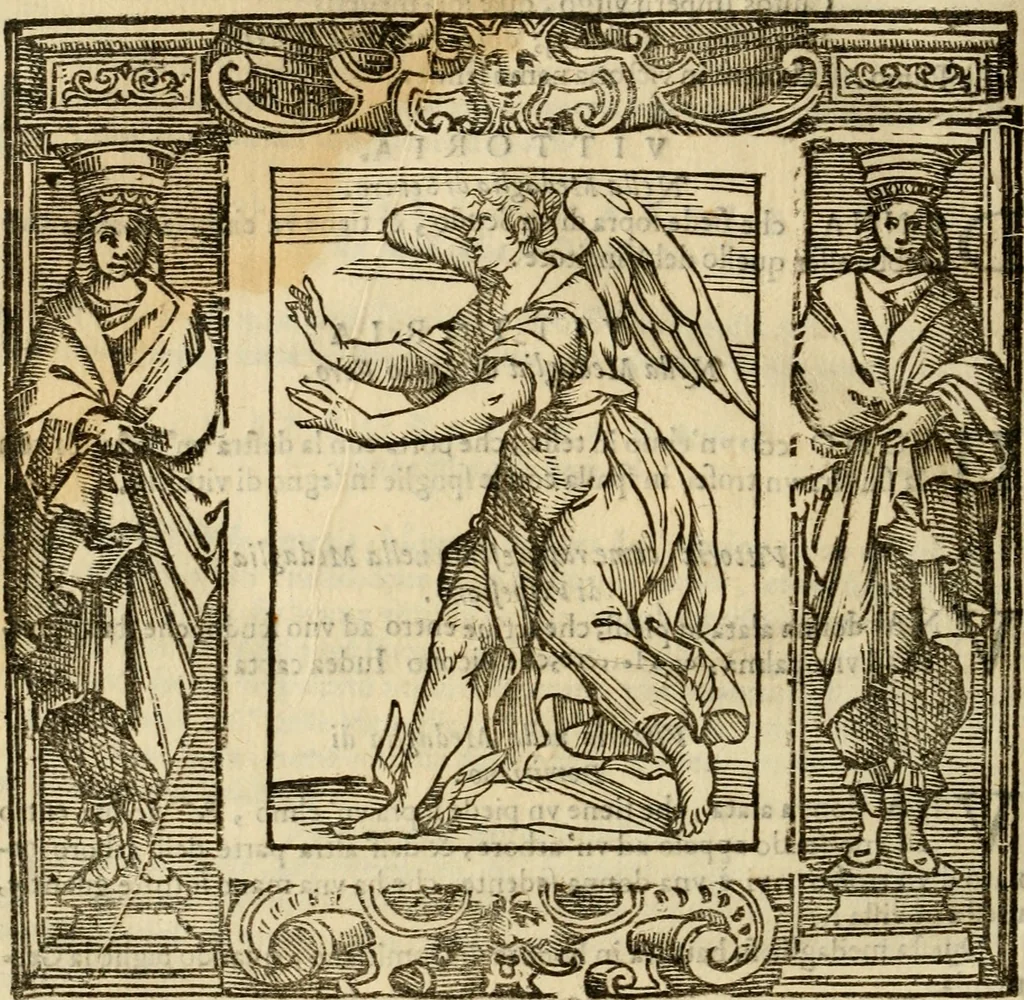 An illustration from Iconologia di Cesare Ripa perugino, cavre. de sti. Mauritio, e Lazzaro : nella quale si descriuono diuerse imagini di virtù, vitij, affetti, passioni humane, arti, discipline, humori, elementi, corpi celesti, prouincie d'Italia, fiumi, tutte le parti del mondo, ed altere infinite materie : opera vtile ad oratori, predicatori, poeti, pittori, scultori, disegnatori, e ad ogni studioso .., 1613, leaf 777