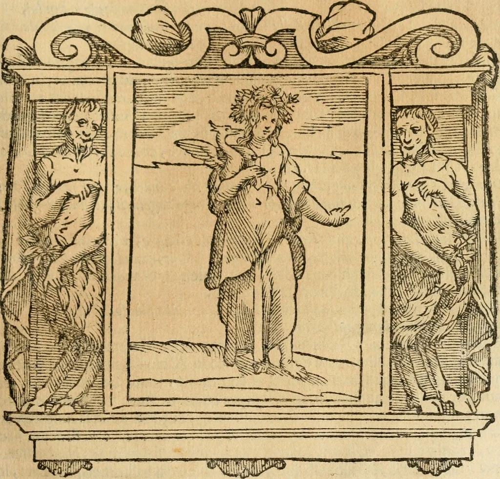 An illustration from Iconologia di Cesare Ripa perugino, cavre. de sti. Mauritio, e Lazzaro : nella quale si descriuono diuerse imagini di virtù, vitij, affetti, passioni humane, arti, discipline, humori, elementi, corpi celesti, prouincie d'Italia, fiumi, tutte le parti del mondo, ed altere infinite materie : opera vtile ad oratori, predicatori, poeti, pittori, scultori, disegnatori, e ad ogni studioso .., 1613, leaf 86