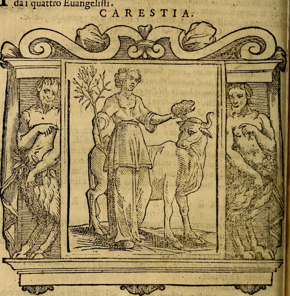An illustration from Iconologia di Cesare Ripa Perugina ... Nella quale si descrivono diverse imagini di virtù, vitij, affetti, passioni humane, arti discipline, humori, elementi, corpi celesti, prouincie d'Italia, fiumi, tutte le parti del mondo, ed altre infinite materie. Opera utile ad oratori, predicatori, poeti pittori, sculptori, disegnatori, e ad ogni studioso, per inuentar concetti, emblemi, ed imprese, per diuisare qualsiuoglia appatato nuttiale, funerale, trionfale. Per rappresentar poemi drammatici, e per figurare co'suoi propij simboli ciò, che può cadere in pensiero humano. Ampliata ultimamente dallo stresso autore di CC. imagini, e erricchita di molti discorsi pieni di varia eruditione .., 1613, leaf 113