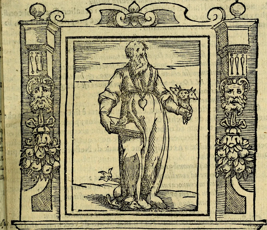 An illustration from Iconologia di Cesare Ripa Perugina ... Nella quale si descrivono diverse imagini di virtù, vitij, affetti, passioni humane, arti discipline, humori, elementi, corpi celesti, prouincie d'Italia, fiumi, tutte le parti del mondo, ed altre infinite materie. Opera utile ad oratori, predicatori, poeti pittori, sculptori, disegnatori, e ad ogni studioso, per inuentar concetti, emblemi, ed imprese, per diuisare qualsiuoglia appatato nuttiale, funerale, trionfale. Per rappresentar poemi drammatici, e per figurare co'suoi propij simboli ciò, che può cadere in pensiero humano. Ampliata ultimamente dallo stresso autore di CC. imagini, e erricchita di molti discorsi pieni di varia eruditione .., 1613, leaf 142